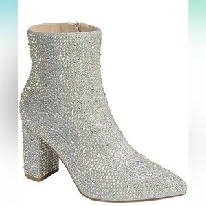 Rhinestone Block Ankle Booties